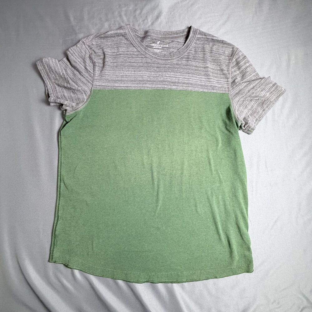 American Eagle Flex Large Two Color Shirt Men's Green/Gray Casual Preppy Classic